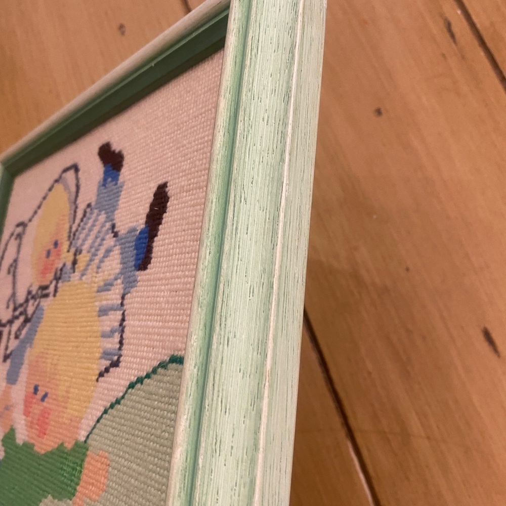 Needlepoint Homemade Framed Jack & Jill 9”x11” wall decor children nursery rhyme - Picture 4 of 14